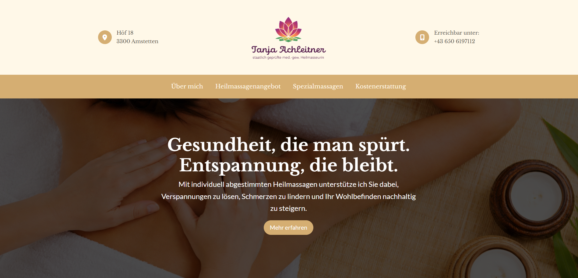 Webseite von Heilmassage Achleitner