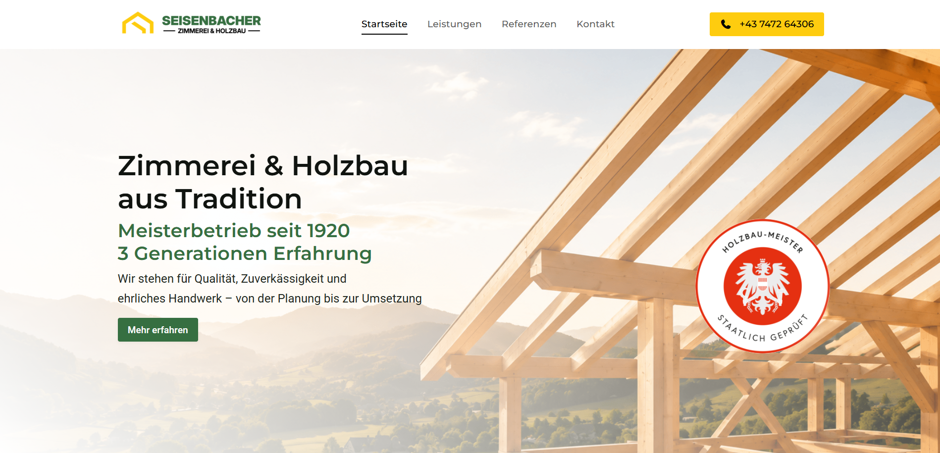 Webseite der Zimmerei Seisenbacher